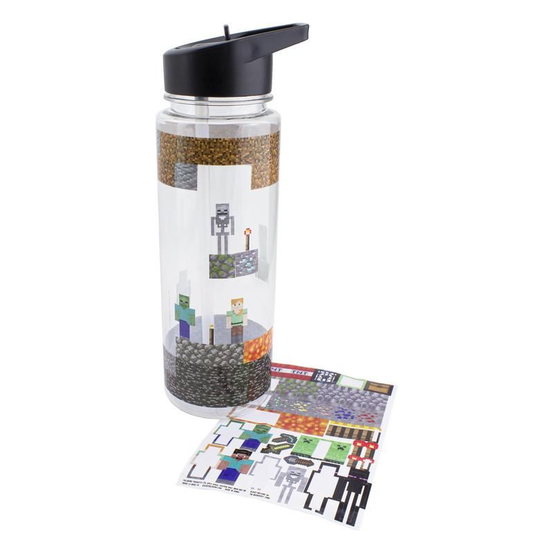 Комплект бутилка за декориране Minecraft и стикери Paladone