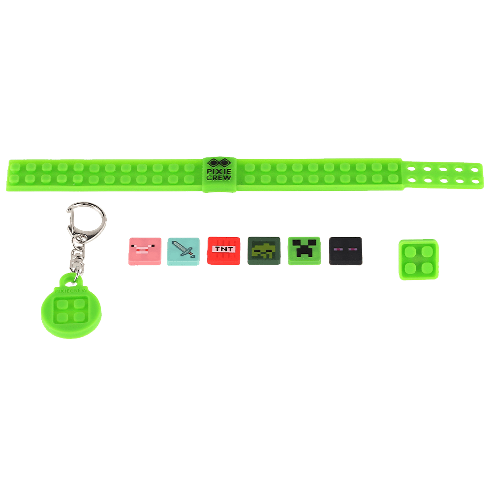 Сет от гривна, ключодържател и пинче Minecraft Pixie Crew с 6 мултипиксели