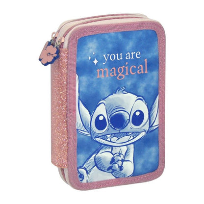 Ученически несесер Stitch с 2 отделения и съдаржание