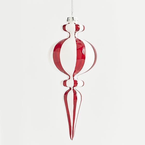 Eurolamp Стъклена украса, бяла и червена, 21cm