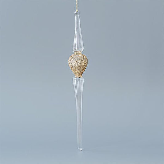 Коледна стъклена висулка със златен блясък, комплект 2 броя