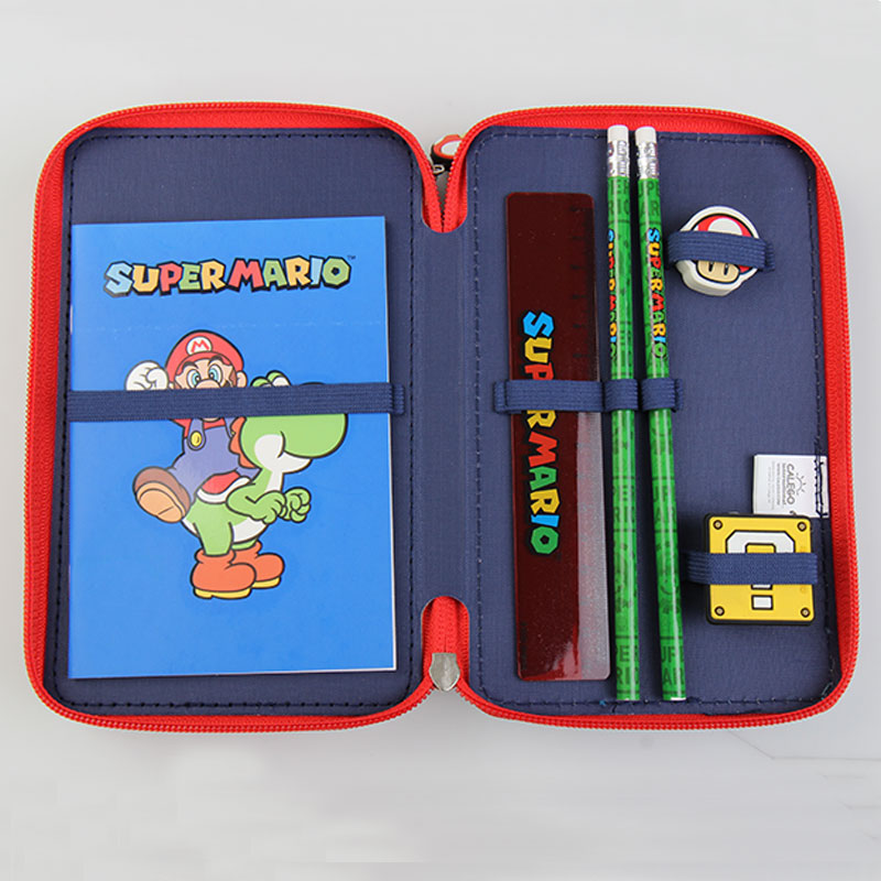 Ученически несесер Super Mario със съдържание, с 2 отделения