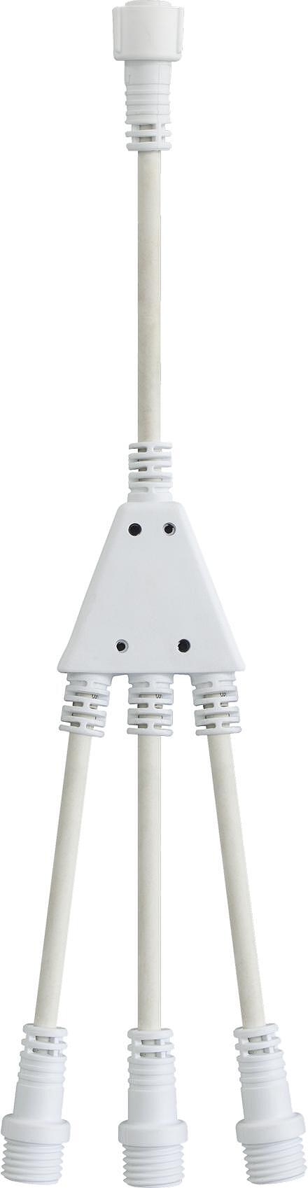 Удължител за лампички тип 1 към 3, бял гумен кабел, 10см, 3 конектора