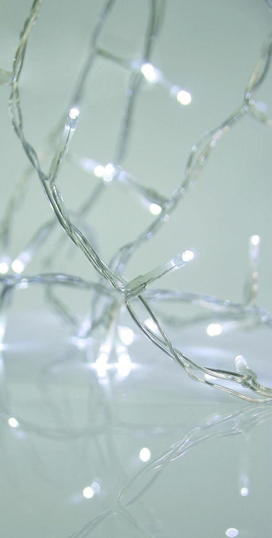 ВИСУЛКИ 100LED 3MM,31V, ПРОЗР.КАБЕЛ, БЯЛА СВЕТЛИНА