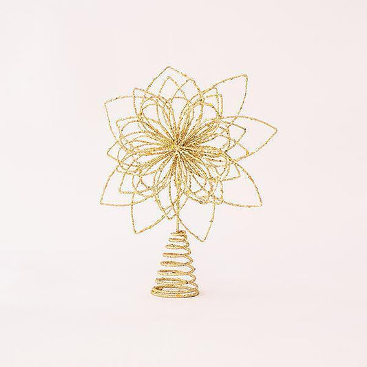 Коледен връх за елха, златно цвете 30x24cm