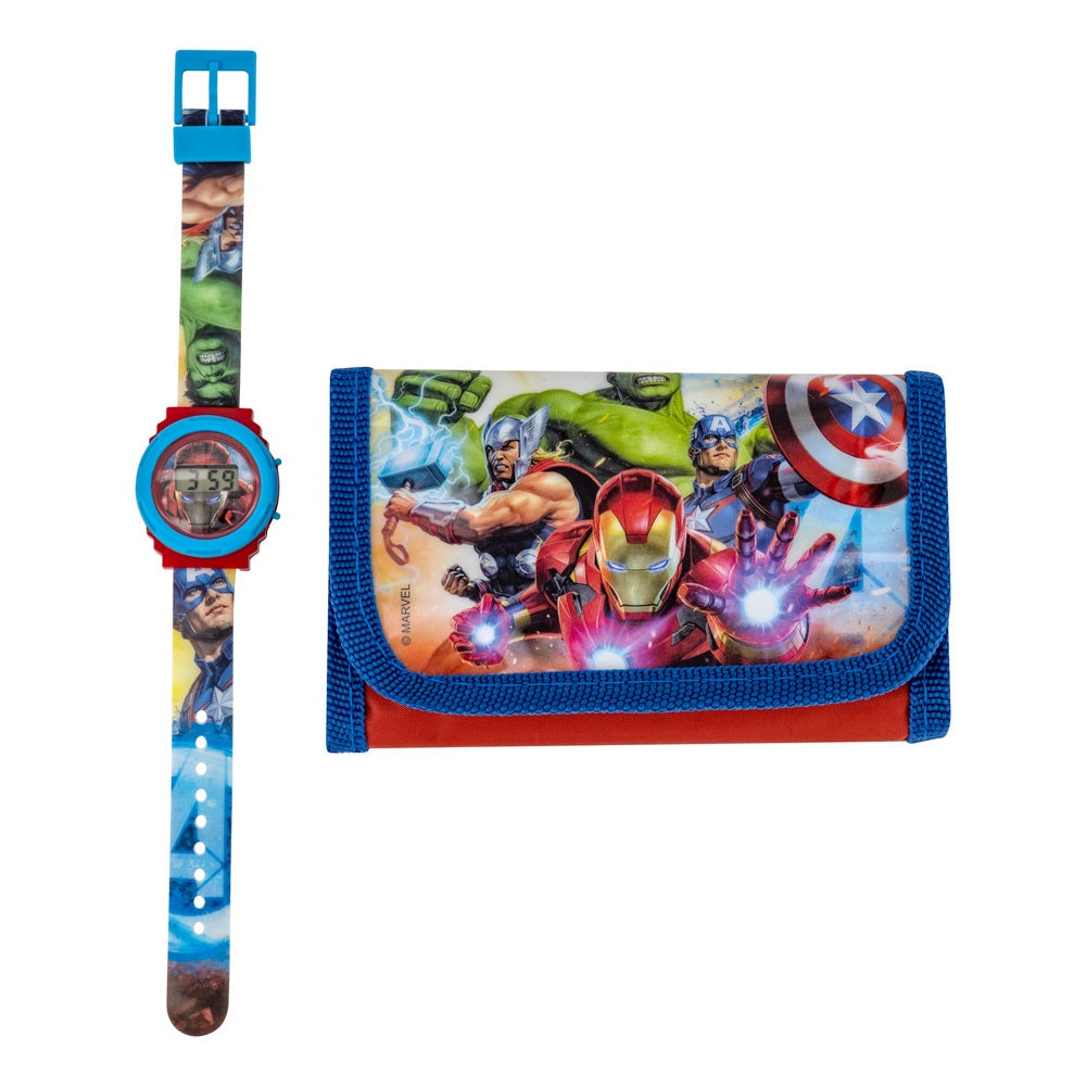 Комплект детски часовник и портфейл Avengers