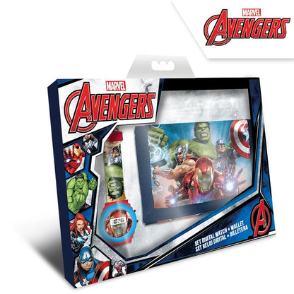 Комплект детски часовник и портфейл Avengers